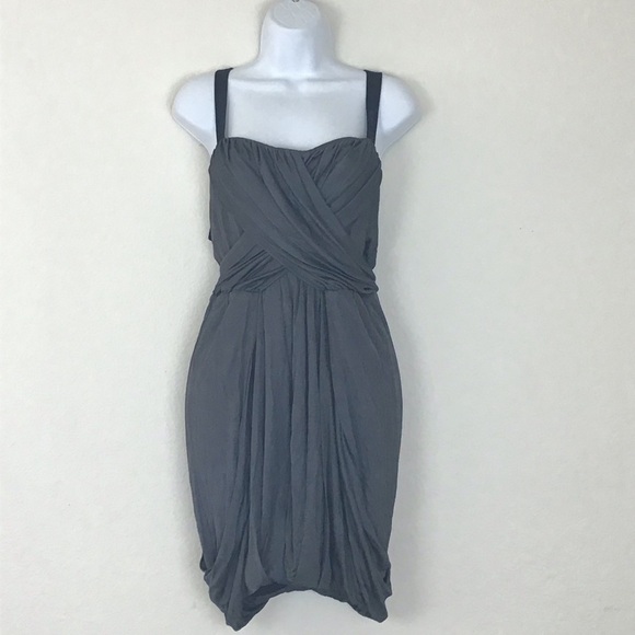 Rag & Bone Verona Crisscross Drape Mini Dress Size 8 Black Racerback Leather - Picture 3 of 14